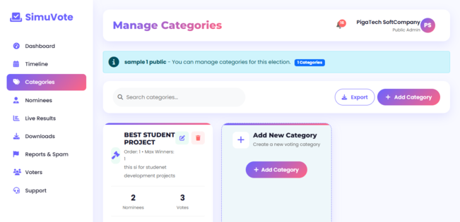 Adding categories and nominees